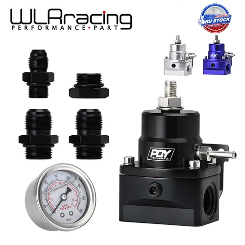 WLR RACING - Regulador de combustible de alta presión AN8 con refuerzo - Regulador de presión de combustible 8AN 8/8/6 EFI con manómetro WLR7855