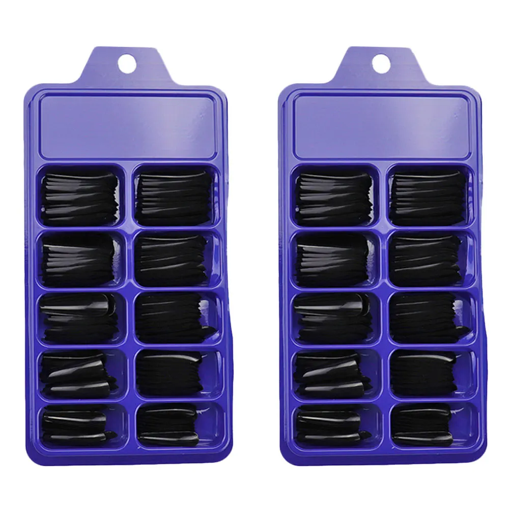 

200 Pcs Color Fake Nails False Square Ballerina Tips Plastic Long Manicure Beauty Tools