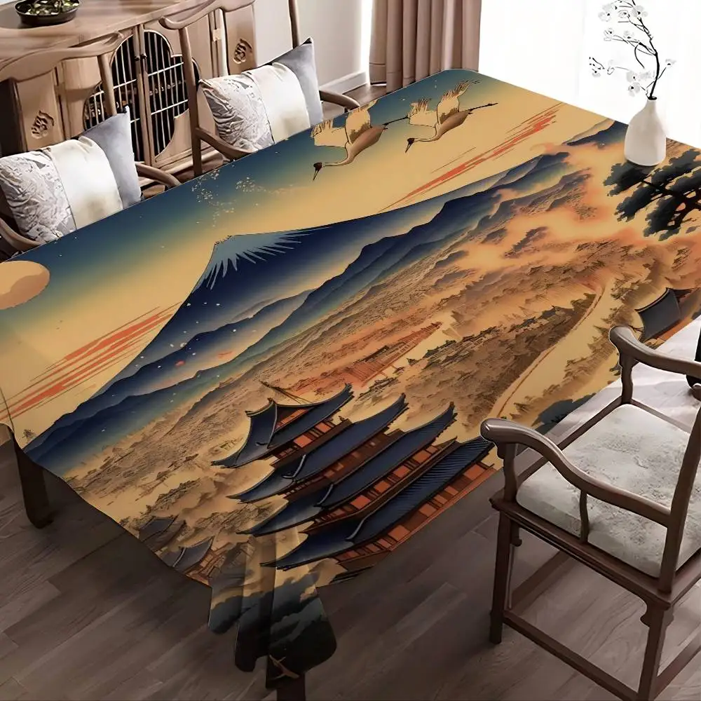 H-Hokusai O-Ohara K-Koson Japanese Art Pattern Tablecloths Summer Washable Picnic Party Rectangle Table Cover Home Dining Decor