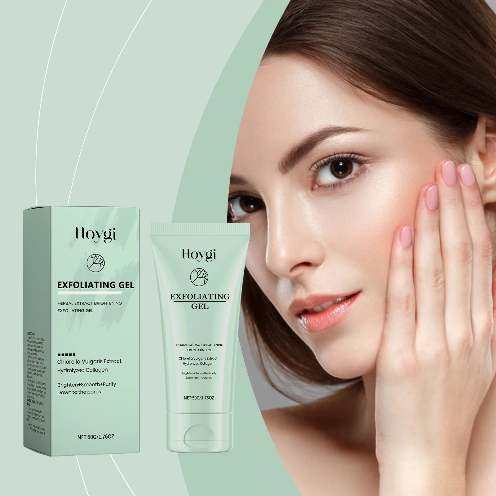 Gel esfoliante con clorella vulgaris e collagene idrolizzato – Scrub viso schiarente, levigante e purificante dei pori per illuminare