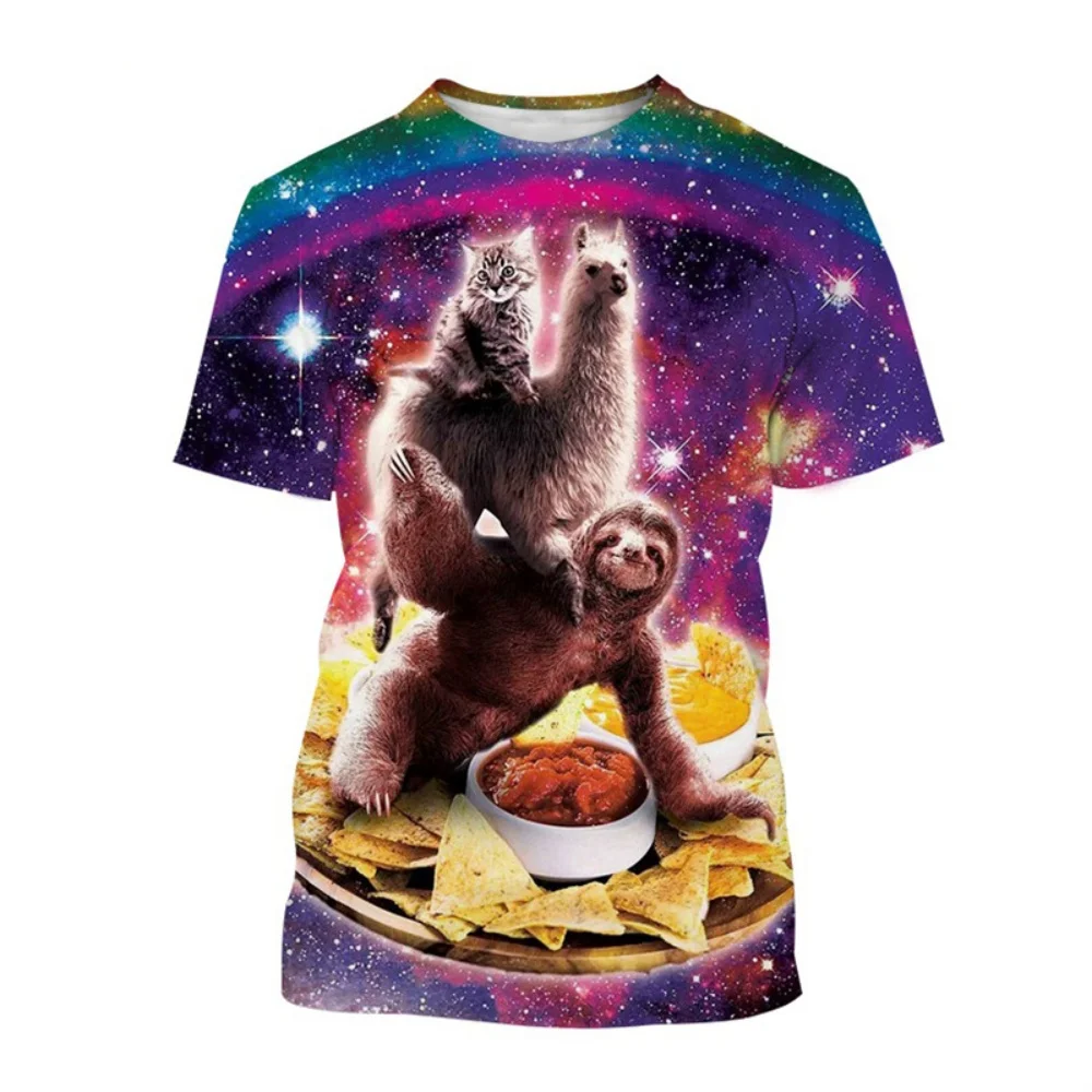 Men's T-Shirt Funny Animal Pattern Short Sleeve Cute 3D Print Casual T-Shirt Round Neck Top Street Fashion Summer Men's Clothing view 2
