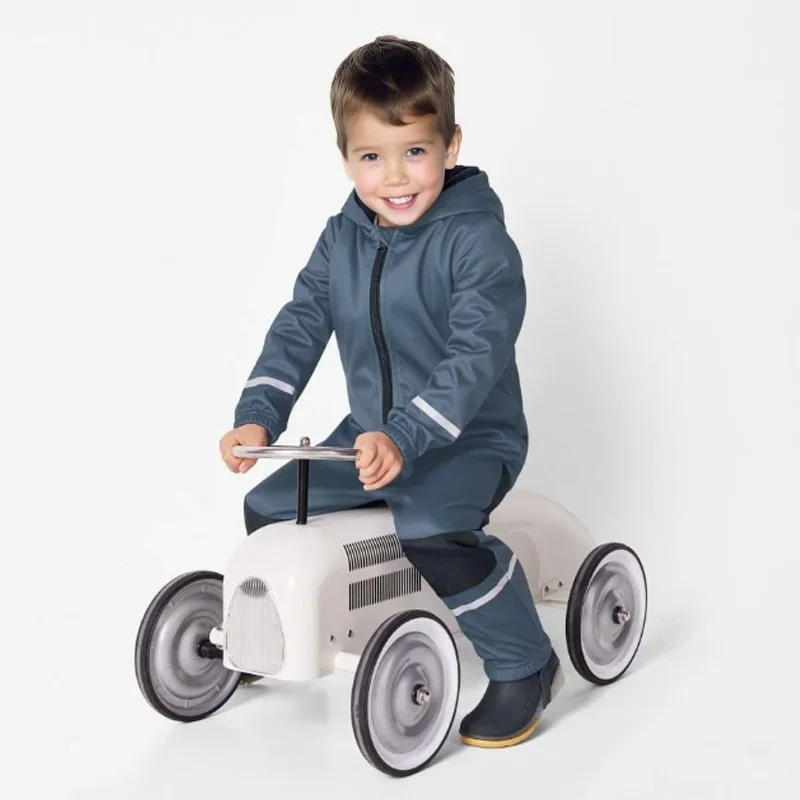 Boys Softshell Onesie Outdoorall-in-One Suit Windproof Waterproof Child's Jumpsuit for Outdoor Activities