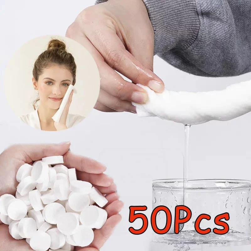 50PCS Compressed Towels Travel In Compressed Bag Suitable For Sensitive Skin Cotton Cleansing Towel Disposable Face Pack