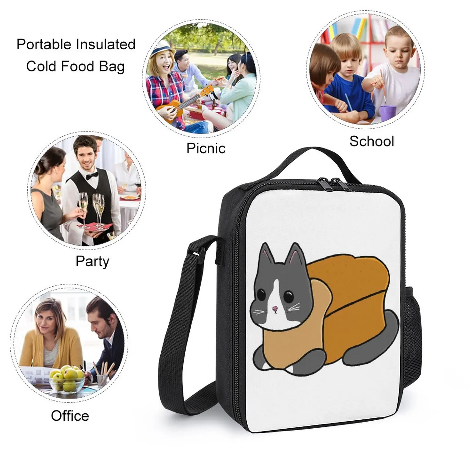 Mochila 3 en 1 de 17 pulgadas para el almuerzo, bolso para bolígrafos, música Mental pesada, Gato lindo, pan de gato, escuelas divertidas y cómodas, 3 duraderas