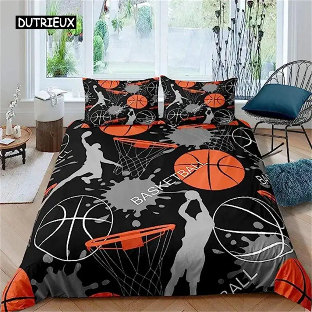 

Duvet Cover Kids Basketball Bedding Set Cool Sport Theme Comforter Cover for Boys Teens Gifts Duvet Cover for Bedroom Decoration