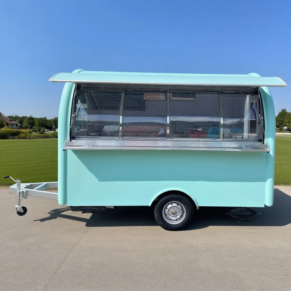 

2025 Fully Equipped Caravan Bar mobile trailer Ice Cream Cart Pizza Fast Taco Food Truck food trailer with Full Kitchen
