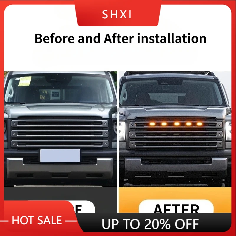 Good Quality New For New Haval Raptor Small Yellow Lights Modified Special LED Front Face Grille Decoration Day Running Lights W