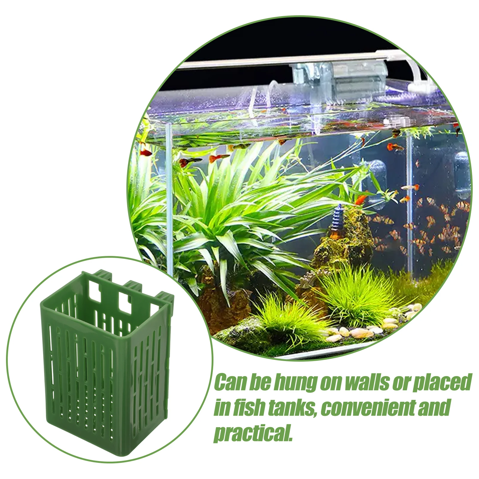 

2pcs Aquatic Planting Baskets Green Hydroponic Planter Cups Fish Tank Decor Wall Hanging Nursery Pots Plastic Planters Water