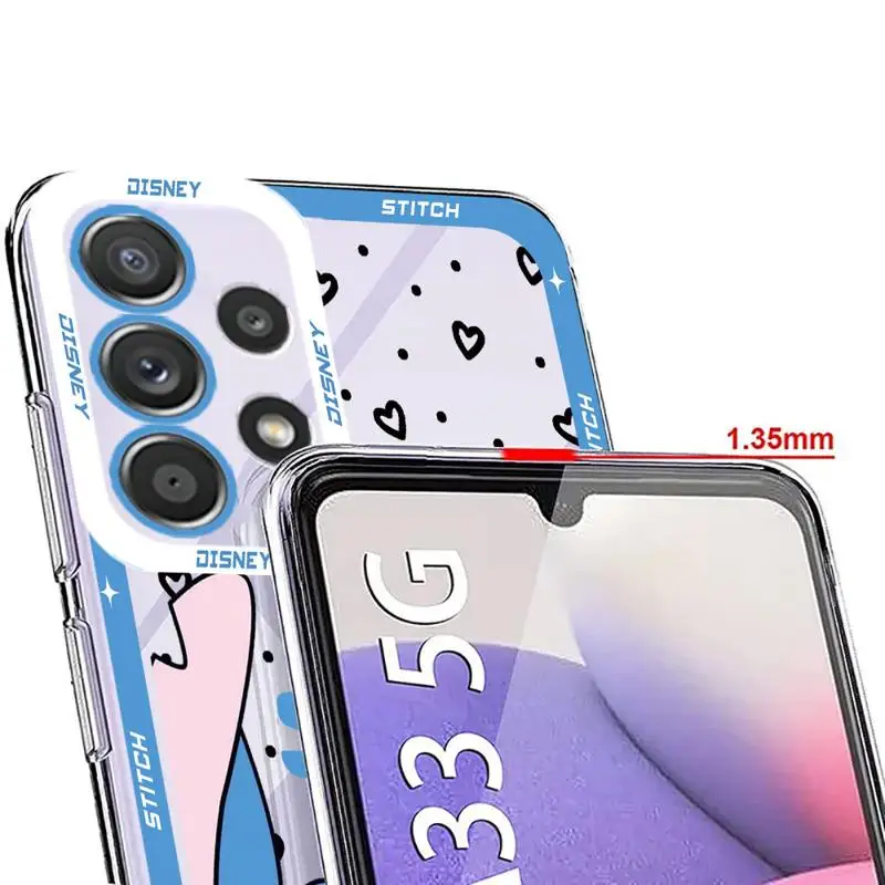 Cartoon Disneys Stitch Angie phone cases for Samsung A55 A25 A22 A15 A34 A14 A71 A52 A50 A12 A13 A32 A31 A73 Clear fundas cover