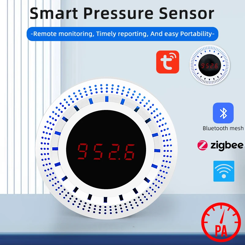 Tuya Smart Atmospheric Pressure Sensor with Temperature and Humidity Smart Life APP Smart Pressure Gauge Atmospheric Pressure De