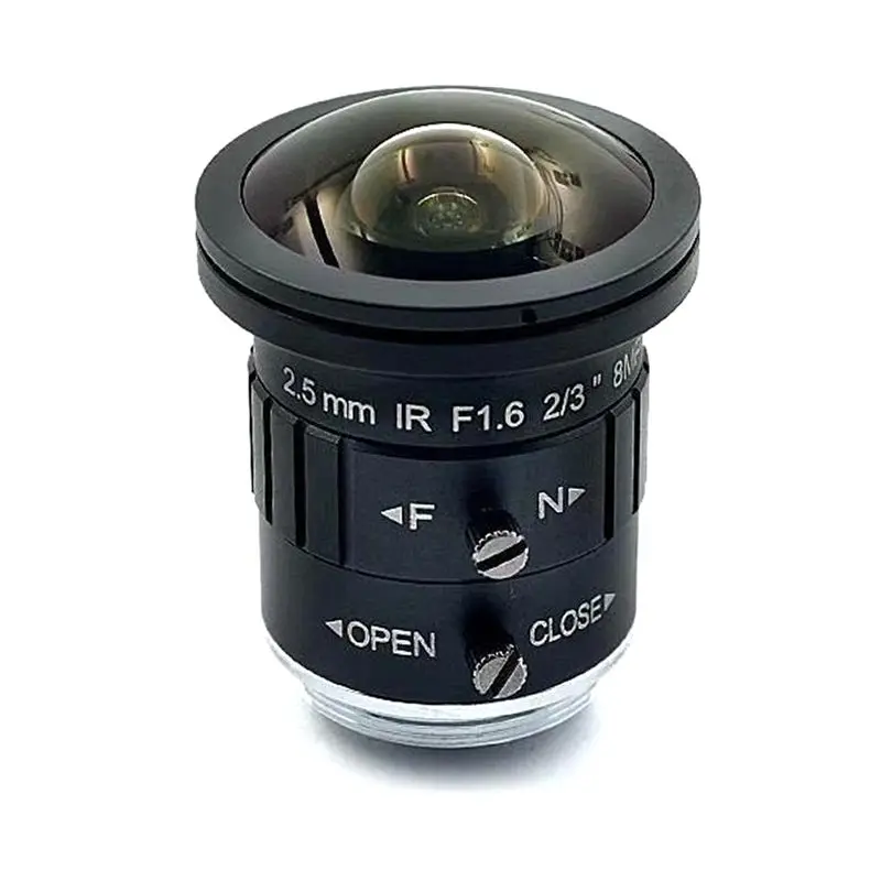 [NEW A09R!】 2.5Mm 4K 8MP 2/3 Inch F1.6 IR Fisheye Wide Angle View C-S Mount Mono-Focal CCTV Lens Auto Iris 8 Megapixel For 4K Ca