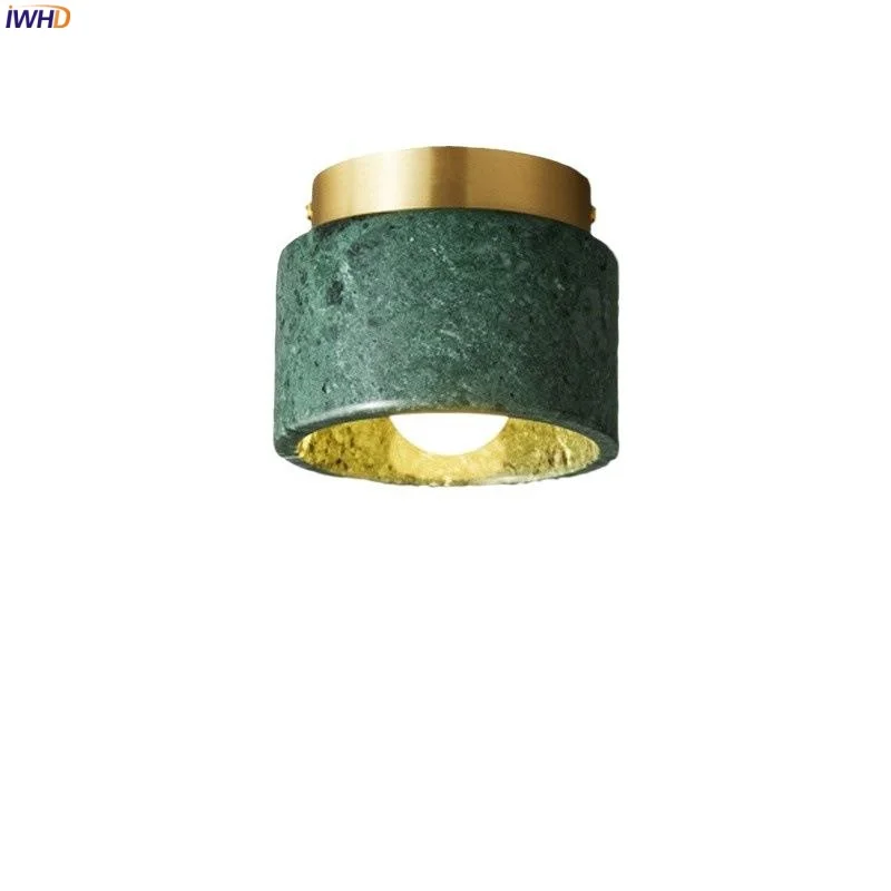 

IWHD Nordic Green Marble LED Ceiling Lights Living Room Stair Bathroom Light Home Lighting Copper Ceiling Lamp Lamparas Techo