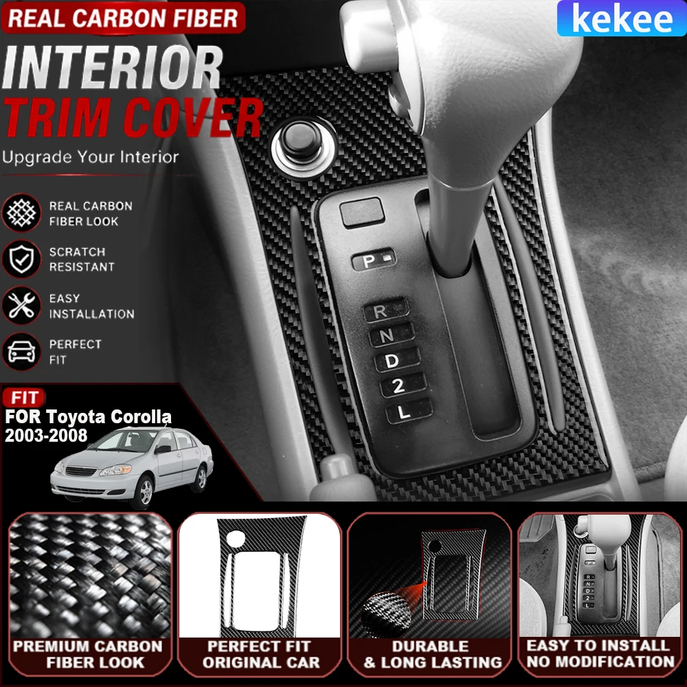 Real Carbon Fiber Car Gear Shift Knob Trim Cover Soft Sticker For Toyota Corolla E120/E130 2003 2004 2005 2006 2007 2008