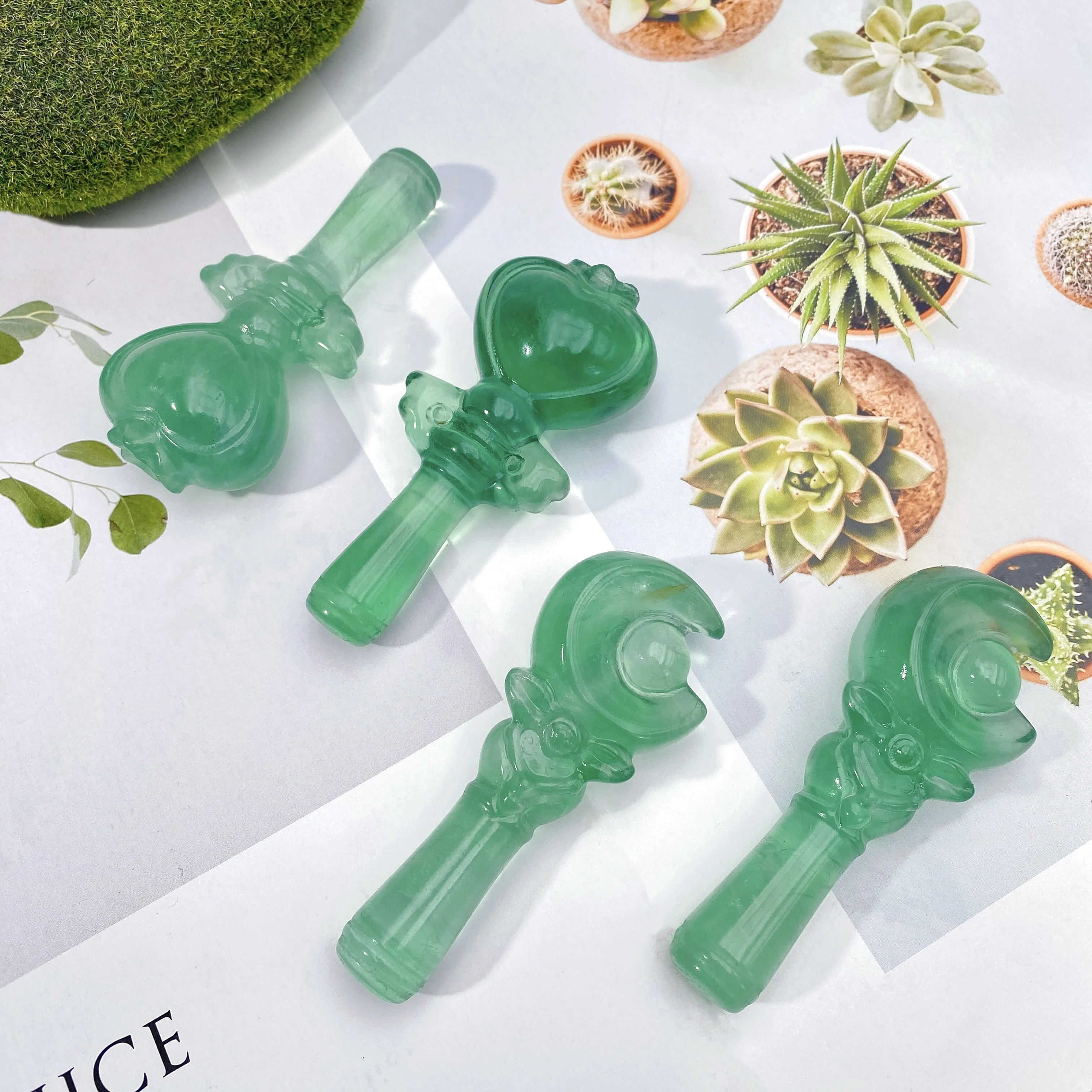 1pc Amazing Natural Crystal Fluorite Magic Wand, Lovely Ornaments,Creative Home Office Desktop Decoration, Perfect Gift.