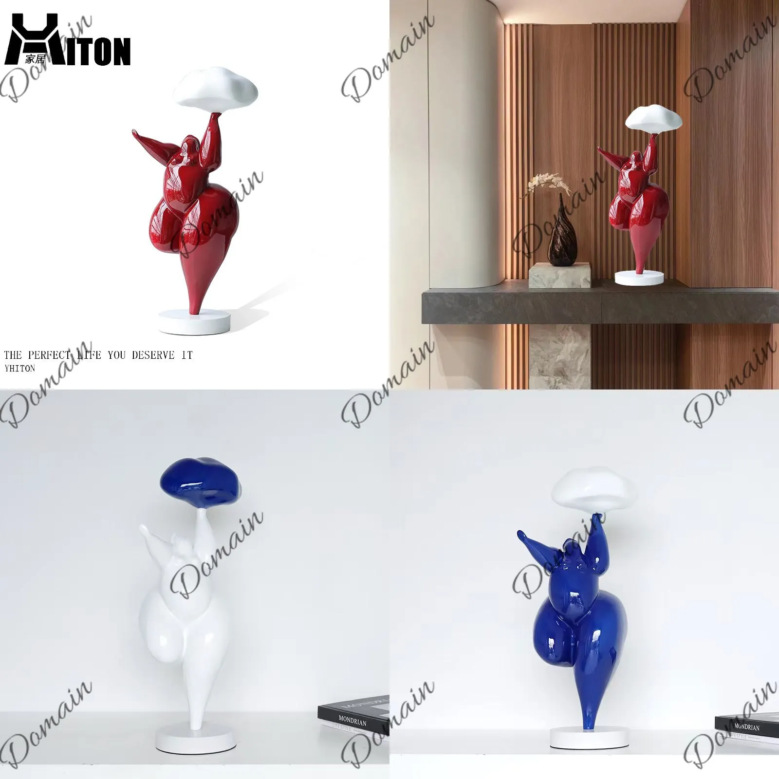 Abstract Cloud Chubby Girl Sculpture Living Room Entryway Creative Figurine Art Decor