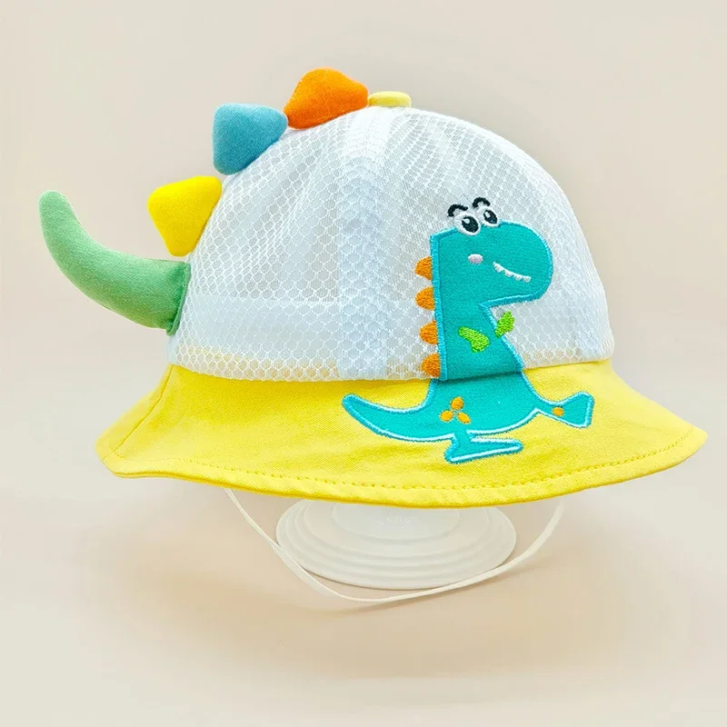 New Cartoon Dinosaur Mesh Breathable Summer Baby Hat for Girls Boys Panama Toddler Beach Sun Cap Outdoor Children Fisherman Hat