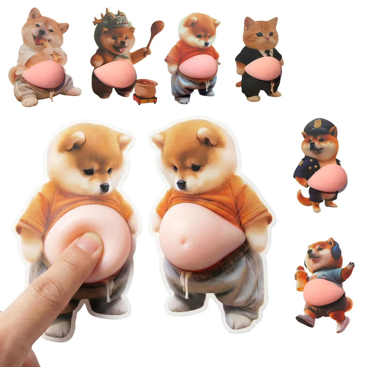 Silicone Self-Adhesive Cute Orange Puppy 3D Stickers for Phone Case Notebook DIY Decor Door Stop Sticker