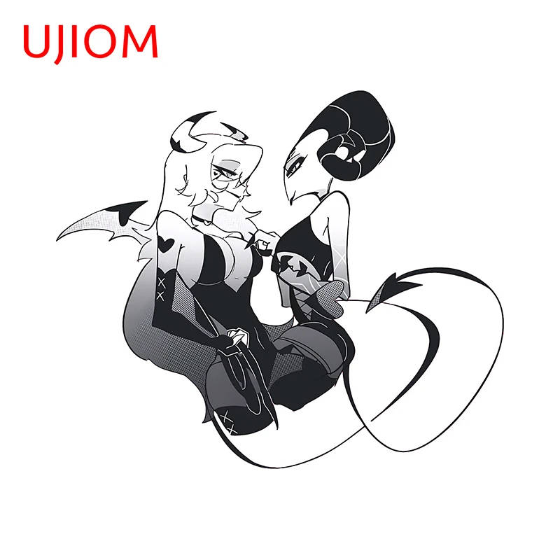 UJIOM 13cm X 11cm Verosika and Blitzo Helluva Boss Amusing Wall Sticker Nice Children Room Murals Decor Decal Creative Posters