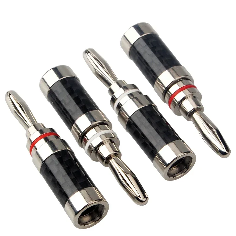 

8pcs Banana Plug Carbon Fiber Rhodium Plated No Welding Banana Plug HiFi Audio Amplifier Speaker Banana Plug Connector