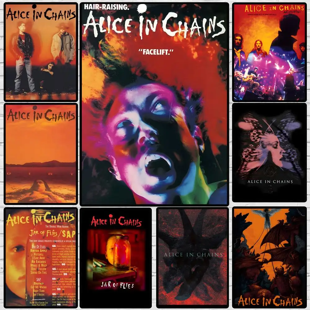 Band Alice In Chains Poster 	 Poster Wall Sticker Waterproof Self Adhesive HD Art Bedroom Bar Decor