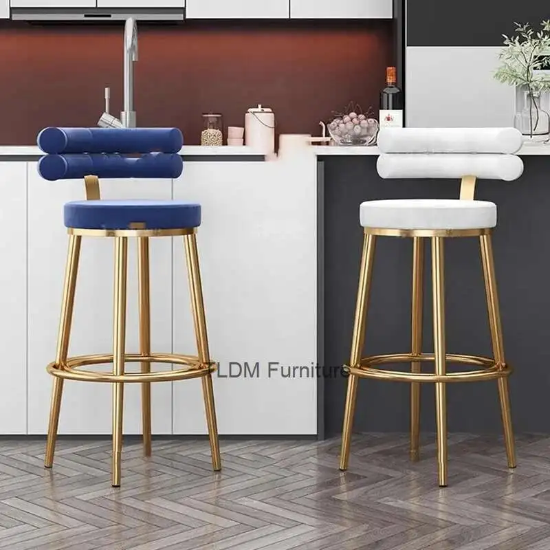 

Round Cushions Bar Chair Lounge High Barstool Metal Counter Height Bar Stool Make Up Vanity Sillas Para Comedor Home Furniture