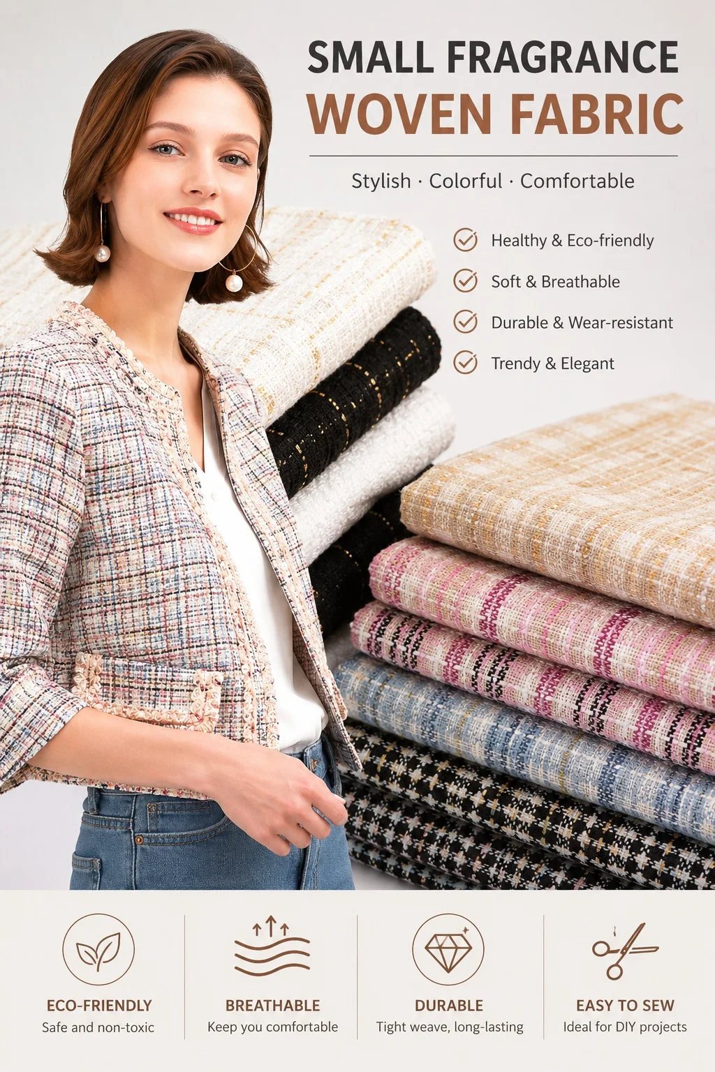 Tecido Tweed Luxuoso, Tecido B - Sewing Tweed avaliação e preço