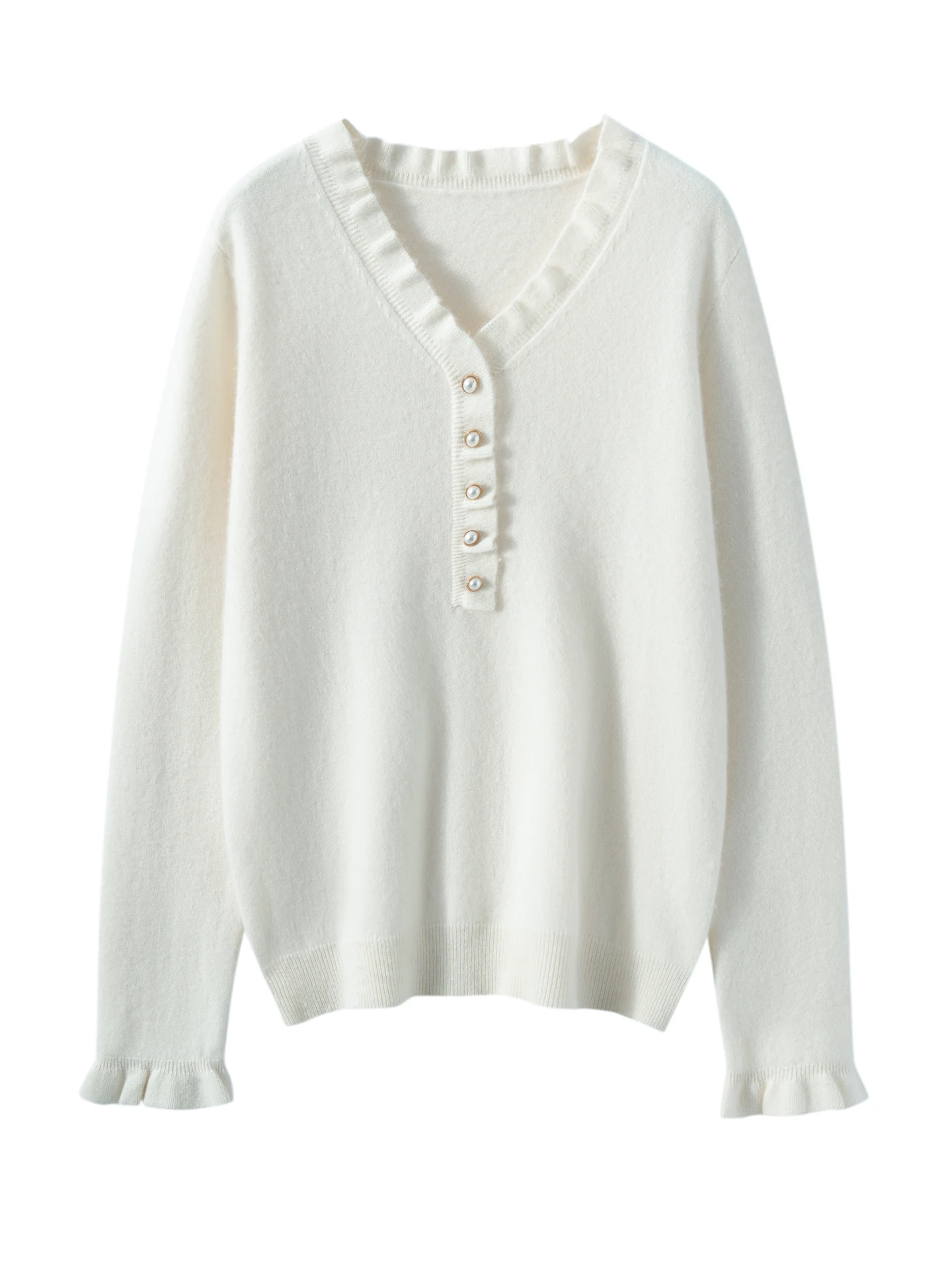 Women's Pleated Collar Knitted Pullover Sweater 100% Cashmere High Neck Sweater Slim Fit Fashionable Versatile Top Autumn Winter