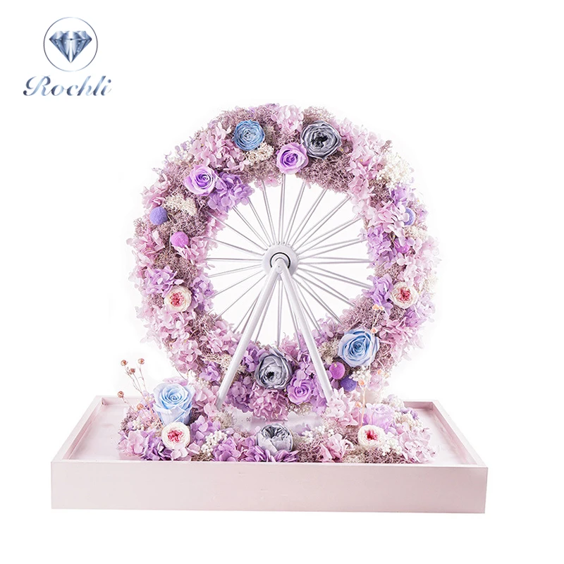 Wholesale Christmas Wedding Decor Eternal Romantic Preserved Flower Rose Ferris Wheel Gift Box For Valentine's Day Navidad