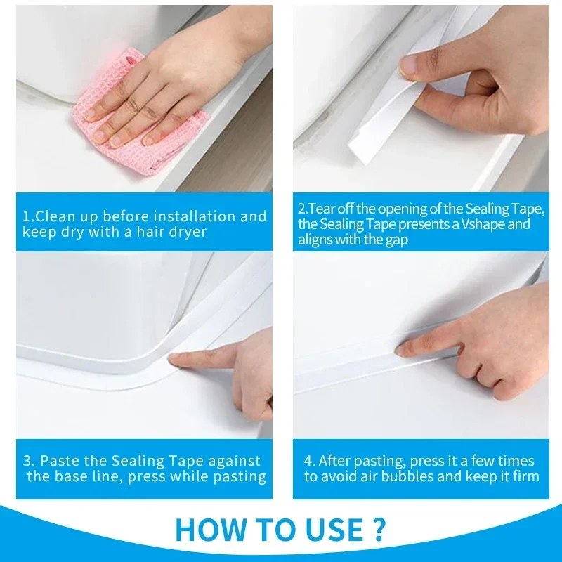 1 Roll Caulking Tape Waterproof PVC Sealing Tape Kitchen Countertop Sink Bathtub Bathroom Shower Toilet and Floor Wall Stickers view 5