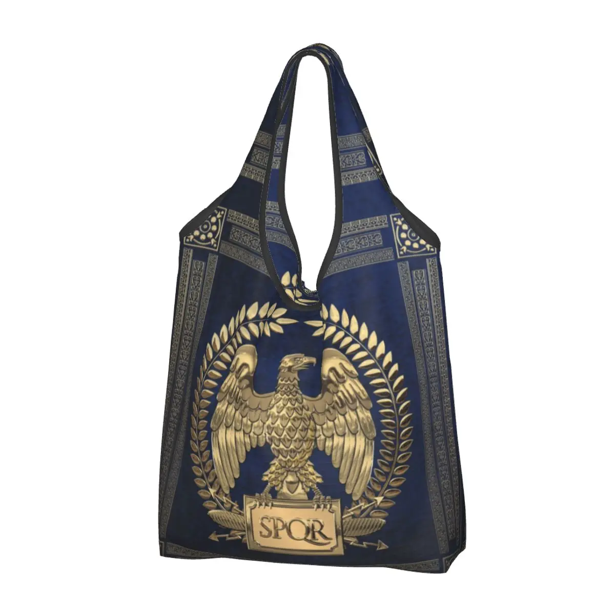 Reusable Roman Empire Gold Imperial Eagle Shopping Bag Women Tote Bag Portable Rome SPQR Groceries Shopper Bags