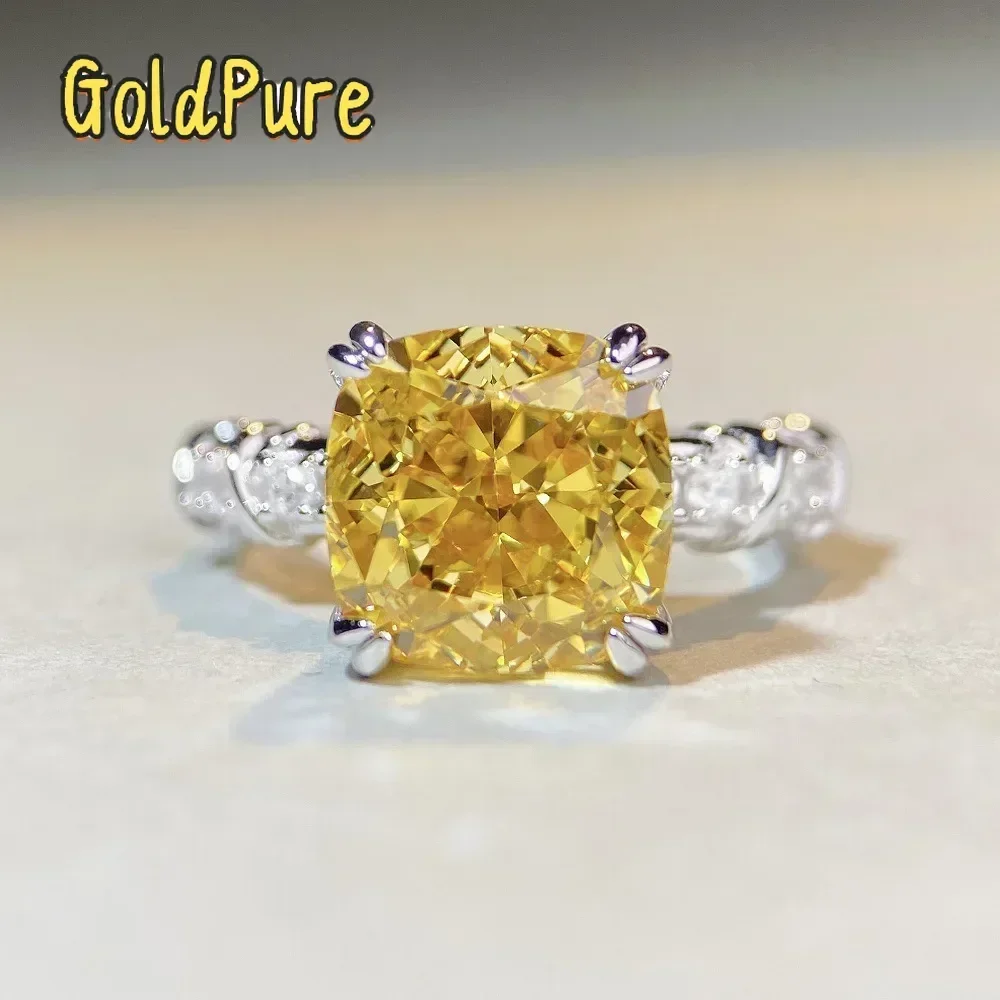 

Кольцо Goldpure High-End из платины PT950 и белого золота для женщин, с желтым бриллиантом огранки «Ледяной цветок»