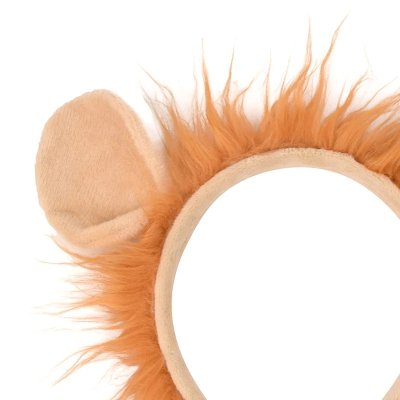 1SET Lion Costume Set Ears Headband Tail Plush Animal Fancy Costume Kit Accessories for Kids Halloween Cosplay Accessories image 3