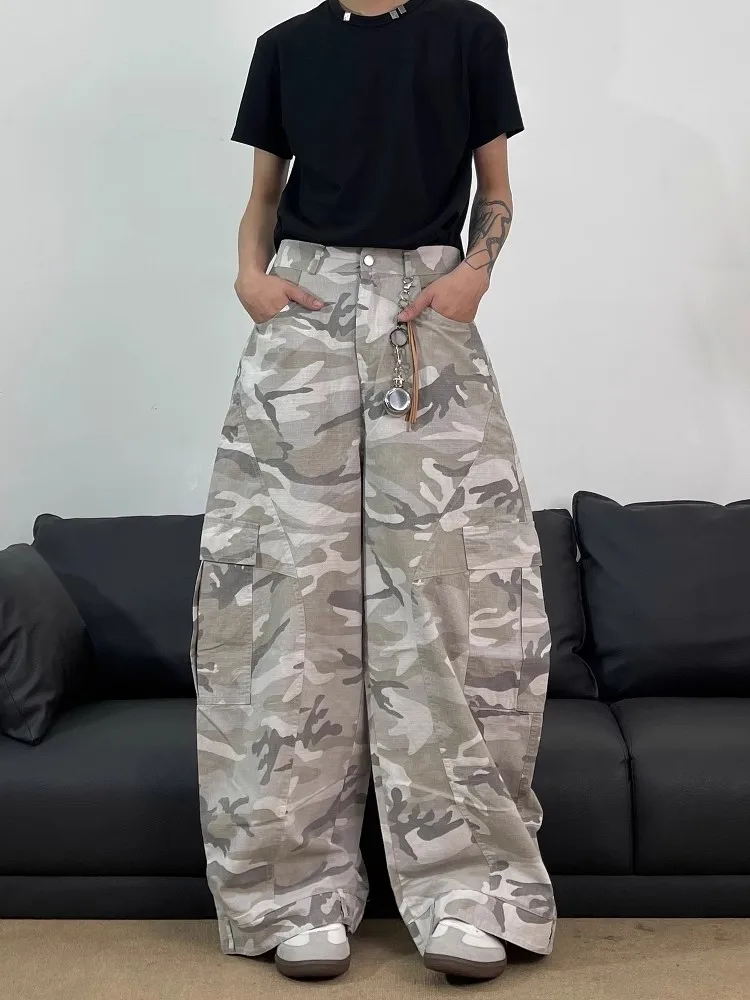 

American Retro Street Waed Camouflage Work Pants Loose Casual Straight Leg Wide Leg Multi ket Long Trousers for Men And ...