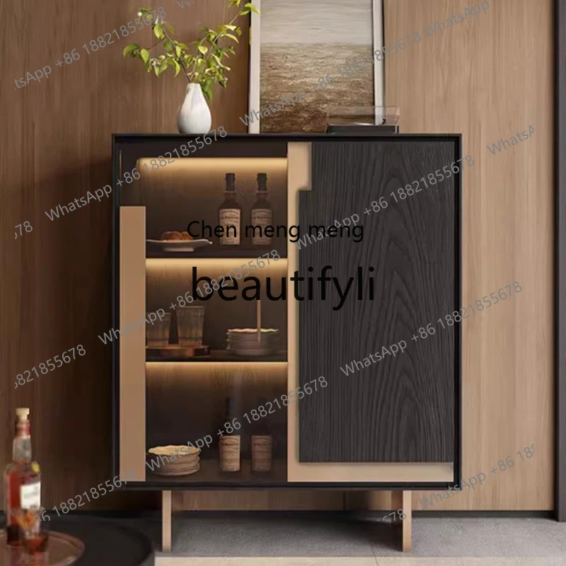 Italian light luxury door cabinet, high-end living room entrance hall cabinet, high-grade glass wine cabinet, storage solid wood