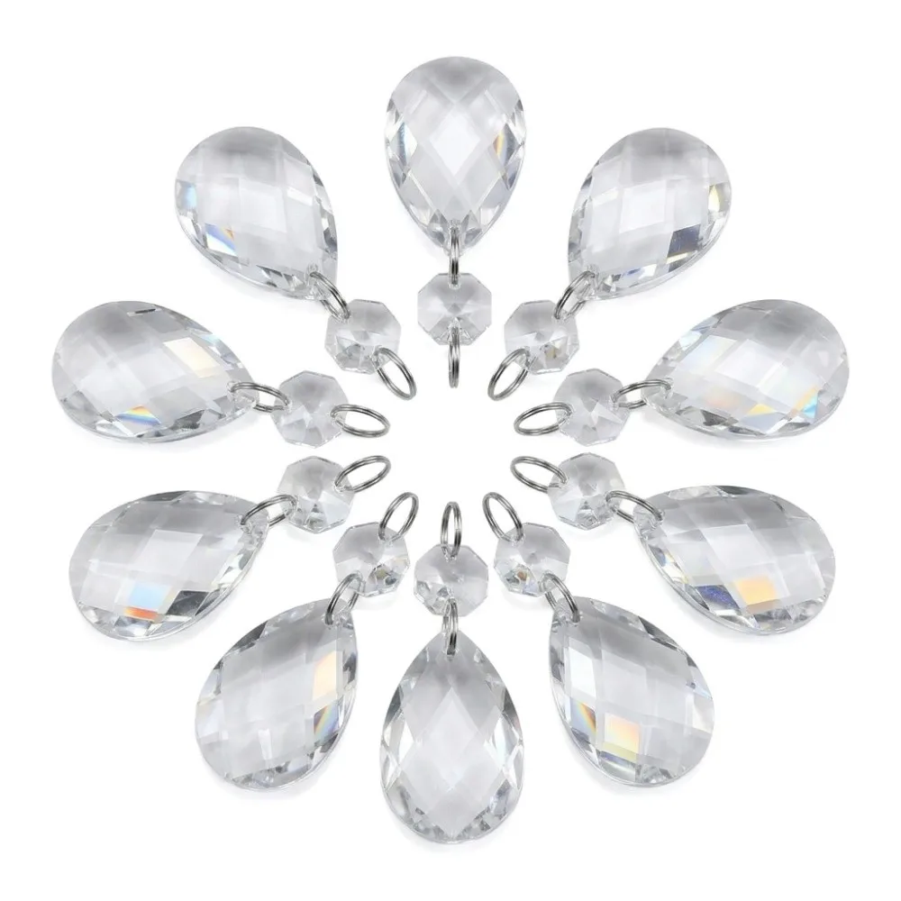 10PCS Beautiful Glass K9 Crystal Pendants Water Drop 38mm Prism Teardrop Beads Hanging Beads Hanging