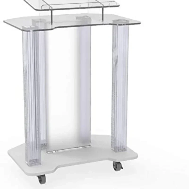 

Modern Acrylic Podium Pulpit Lectern for Church School Conference Plexiglass Events Hotel Party Rally With Wheel