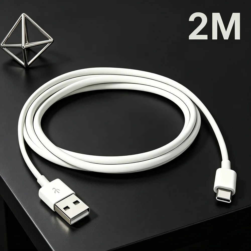 

Кабель для зарядки USB-A на USB-C, 2 м, 1 шт., быстрая зарядка и синхронизация данных, Type-C, для телефона, планшета, смарт-часов, повербанка, автомобильного зарядного устройства