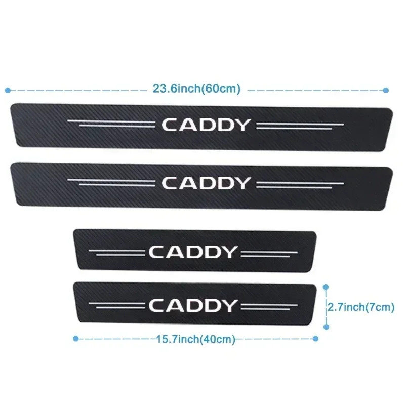 Carbon Fiber Car Threshold Sticker Door Pedal Strips for Volkswagen VW Caddy Rear Trunk Sill Bumper Anti Scratch Guard Decals