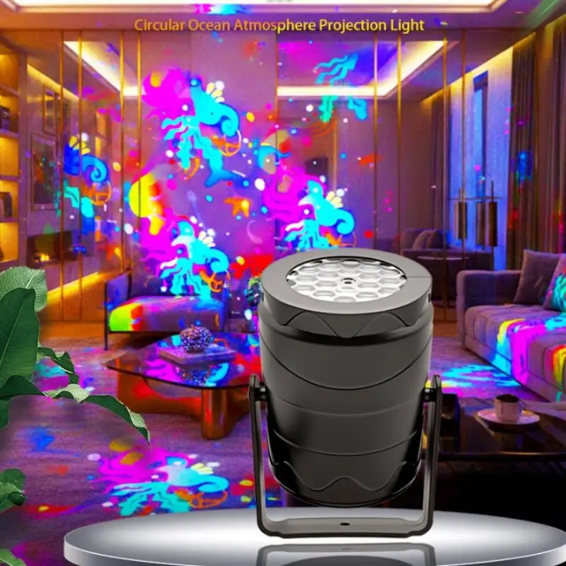 ~Ocean Pattern Projector Lights USB LED Rotating Stage Atmosphere Lamp Garden Lighting Party Holiday Decor