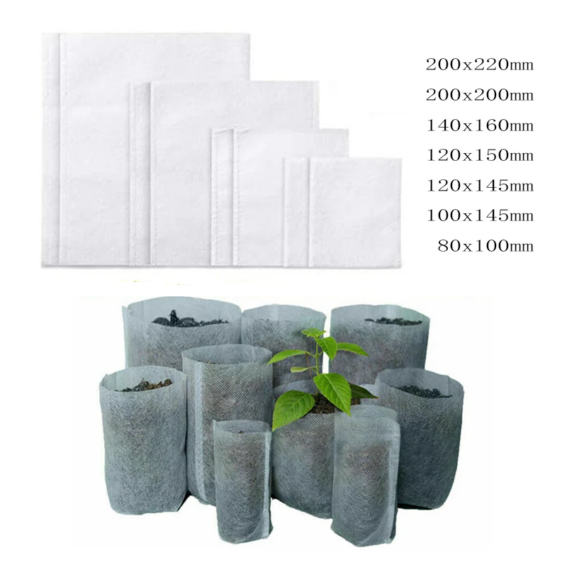 

50/100pcs Biodegradable Nonwoven Fabric Nursery Plant Grow Bags Growing Planter Planting Pots Garden Eco-Friendly Ventilate Bag