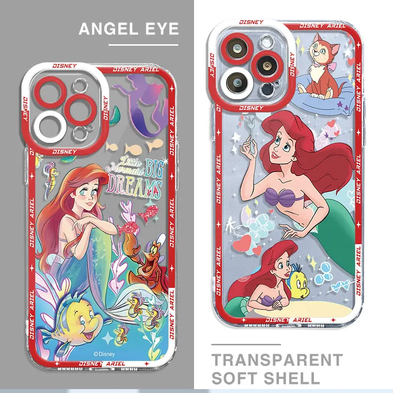 Case For Apple iPhone 11 13 15 14 Pro Max 12 Mini 7 8 Plus XR X XS SE 6 6S Angel Eye Shell Phone Cover Disney Princess Ariel