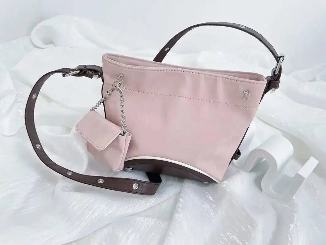 Bloom New Pink Y2k Bucket Bag Purse Handbag Women Haruku Aesthetic Nylon Underarm Shoulder Female Casual Crossbody Bags