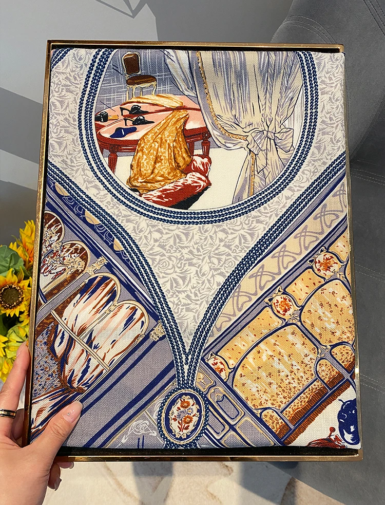 

Двусторонний шелковый шерстяной шарф 85 см, роскошные дизайнерские мягкие банданы, ручные скрученные шали, сумка-хиджаб, аксессуары для шеи, Рождественский подарок