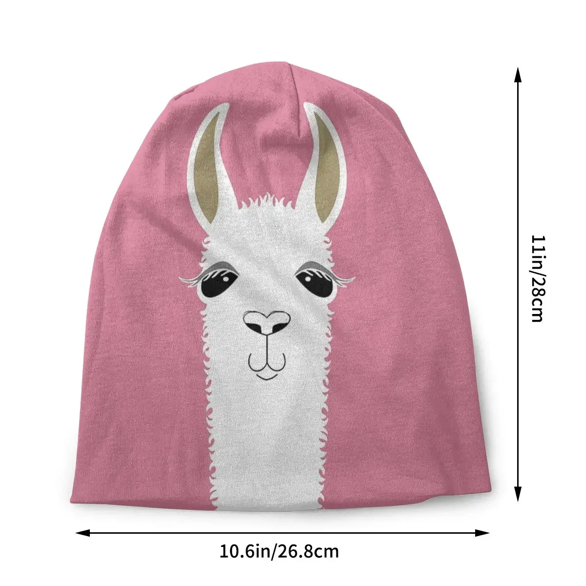 Pink Llama Portrait Washed Warm Bonnet Windproof Casual Beanies Protection Men Women Hats