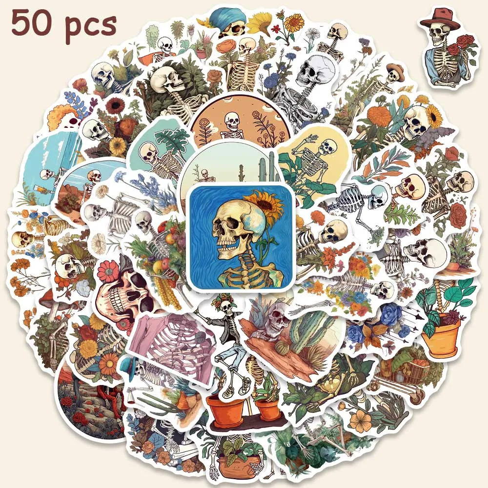 

50pcs Bones and Botany Stickers Funny DIY Decals Vinyl Waterproof Laptop Suitcase Skateboard Scrapbook Phone Diary Stickers