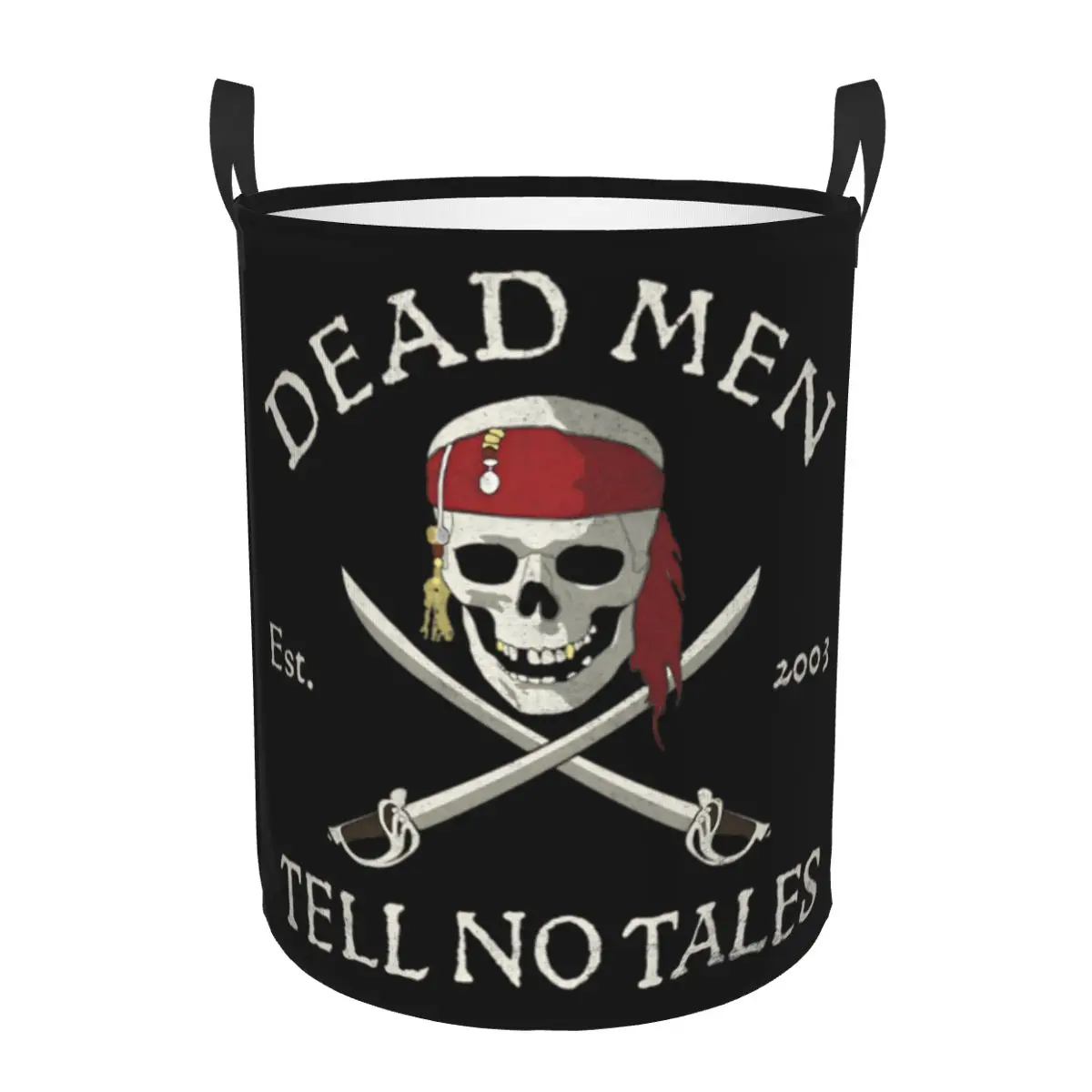 

Custom Pirates Of The Caribbean Dead Men Tell No Tales Laundry Hamper Large Clothes Storage Basket Toys Bin Organizer for Kids