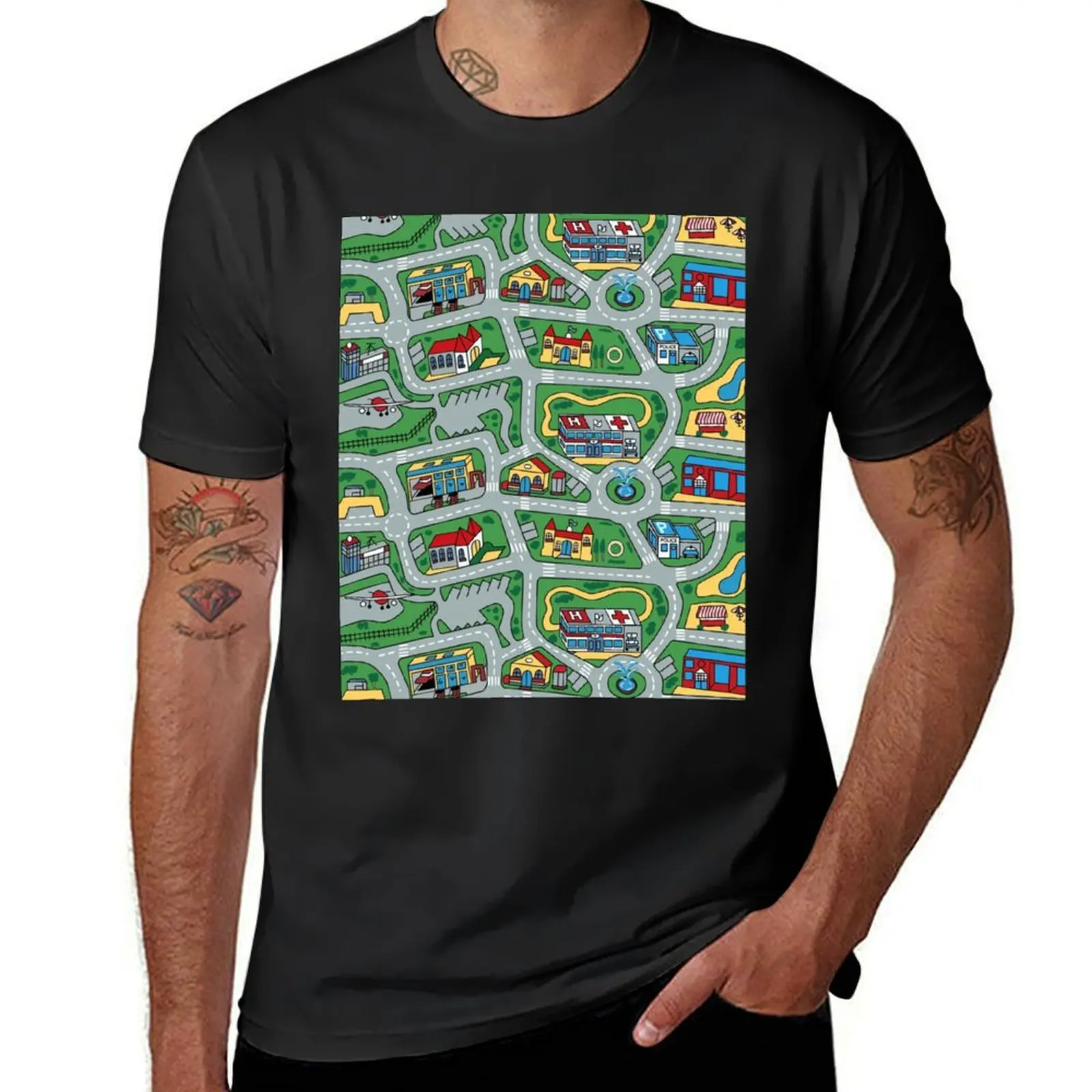 Car City Carpet Road Rug 90s Nostalgic Toy Graphic T-Shirt kawaii clothes summer top designer t shirt men