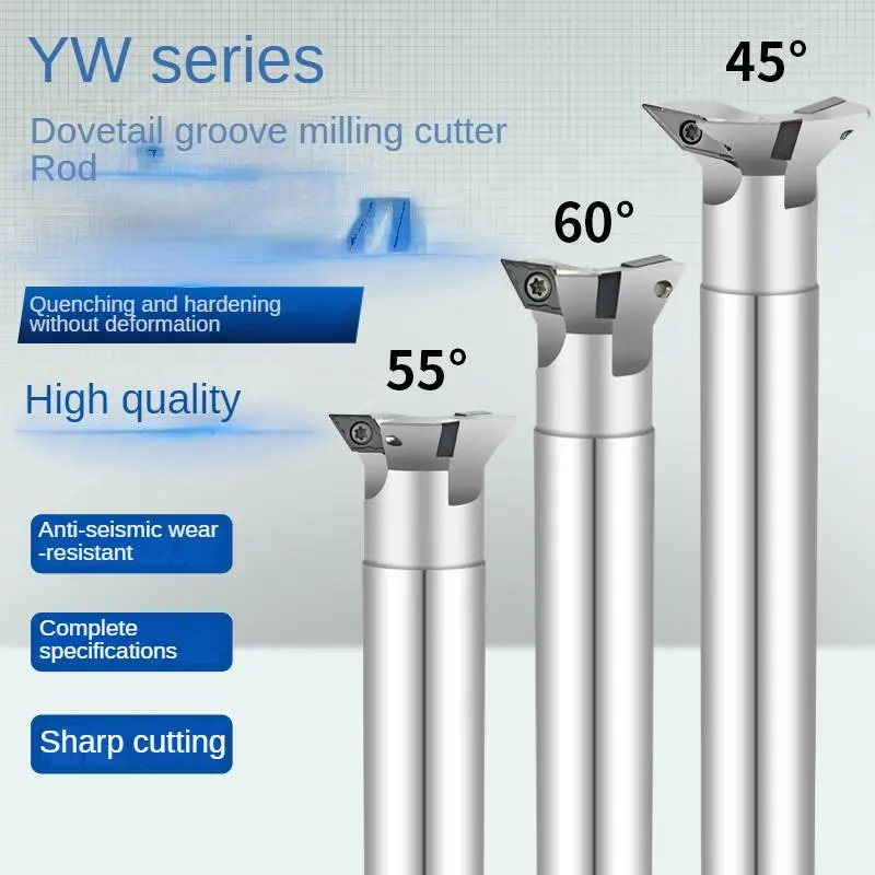 YW45°55°60°70°75°CNC dovetail groove milling cutter rod internal hole V-groove milling cutter bar install DCMT VCMT blade