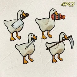 4PCS Cute Goose Morale Hook And Loop Embroidered Patch Iron On Sew on Patches For Clothing Cap Jackets Christmas DIY Gift Badge