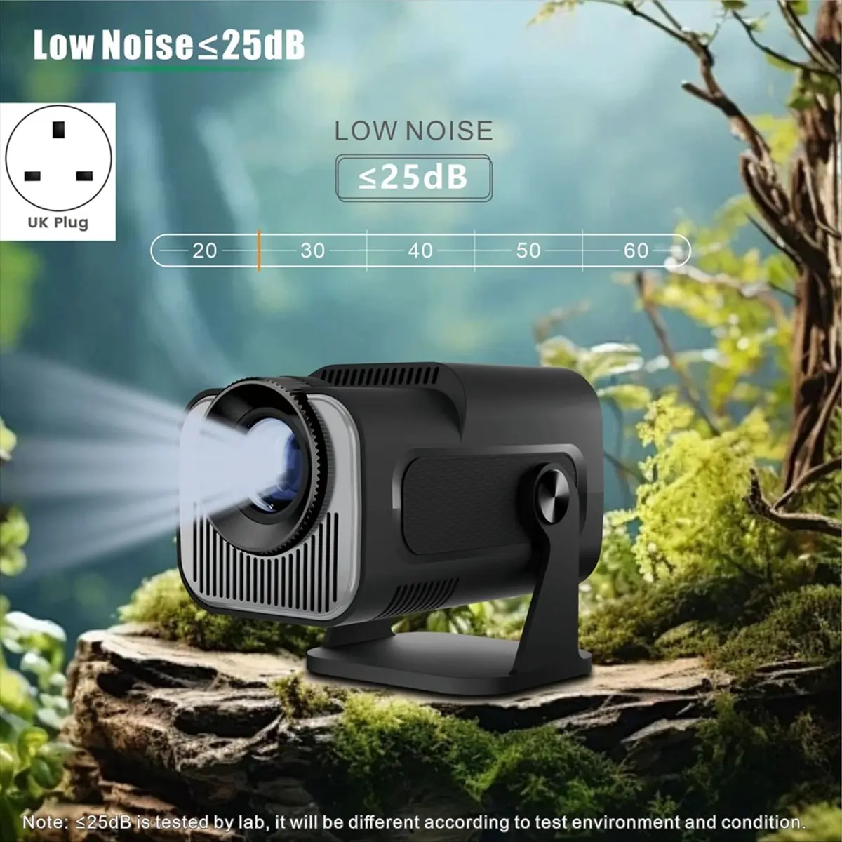 【CYBER Saturday】 Native 720P Android 11 Projector 200ANSI Wifi6 BT5.0 Cinema Outdoor Portable 180° Rotable Projector,UK Plug